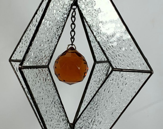 Stained Glass Ornament Spinner Hanging Faceted Jewel Gift Wedding Christmas Home Decor Textured Glass Mothers Day Mom Iridescent