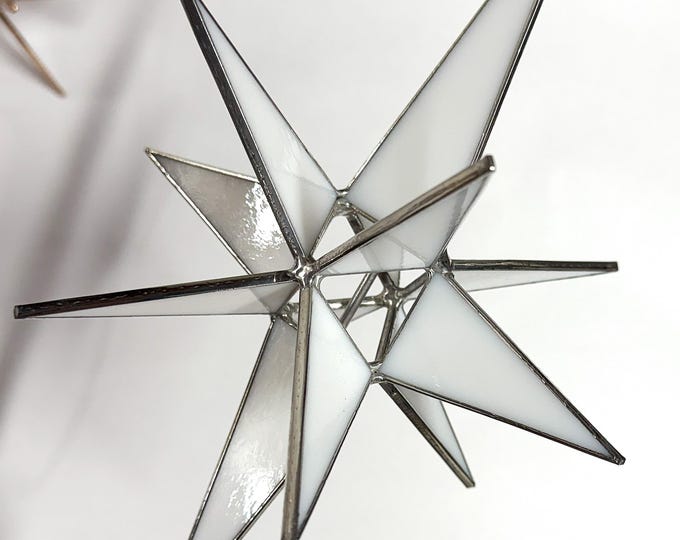 Bethlehem Star Christmas Tree Topper Stained Glass Moravian Ornament White 12 Point Gift Advent North Star