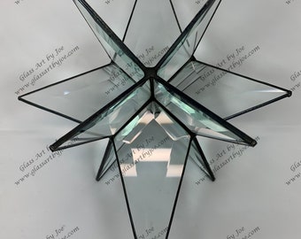 Bethlehem Star Hanging 12 Point Clear Bevel Glass Closed Center Moravian Christmas Ornament Gift Wedding Suncatcher Advent