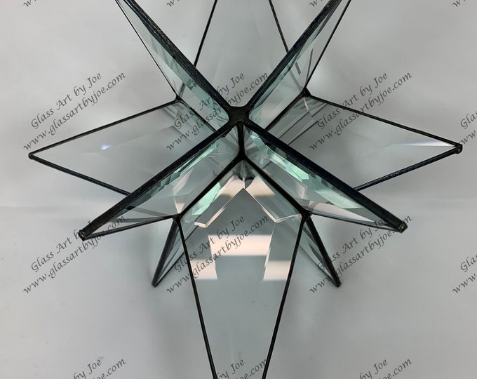 Bethlehem Star Hanging 12 Point Clear Bevel Glass Closed Center Moravian Christmas Ornament Gift Wedding Suncatcher Advent