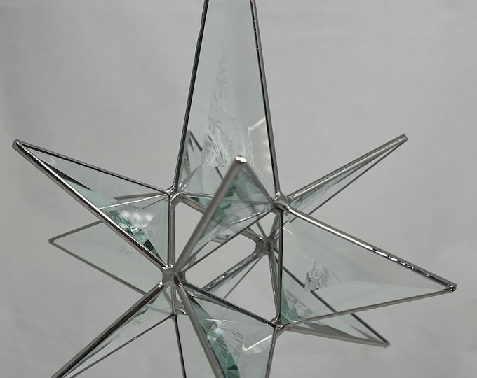 Bethlehem Star Hanging 12 Point Clear Bevel Glass Christmas Glue Chip Ornament Gift Wedding Holiday Advent