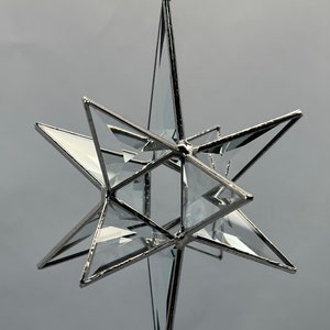 Bethlehem Star Hanging Clear Bevel Glass 12 Point Christmas Ornament Gift Wedding Moravian Suncatcher Advent image 1