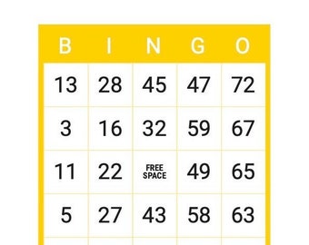 Cheapest high quality 100 simple bingo cards - yellow
