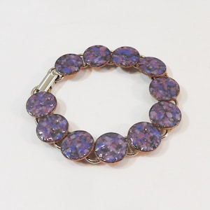 Enameled Copper Link Bracelet: Handmade Purple Jewelry, 7 inch