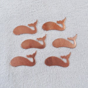 Copper blanks, copper for enameling, copper shapes, Copper whale, Copper shape whale, 18 gauge, set of 6 copper shapes