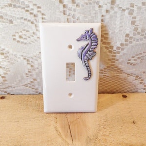 Seahorse Switchplate cover, Lightswitch cover, copper enameled seahorse, single toggle light switch cover, Seahorse lover&#39;s gift