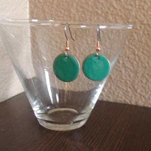 Copper Enamel earrings, dangle earrings, Christmas gift for Mom, Copper jewelry, gift under 20, Enameled earrings, Statement Earrings
