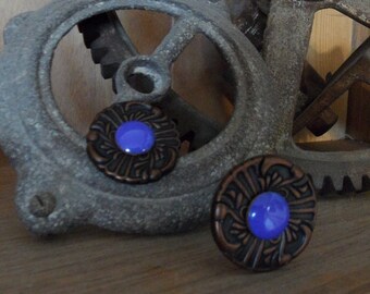 Cabinet knobs, Blue cabinet knobs, Cabinet hardware, Blue decor, Drawer pulls, Kitchen hardware, Dresser pull, Copper knobs