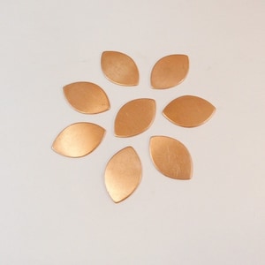 Copper blanks, copper for enameling, copper shapes, 18 gauge, Copper shape oval, set of 8