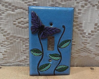 Plaque d'interrupteur papillon en cuivre émaillé : bascule simple décorative