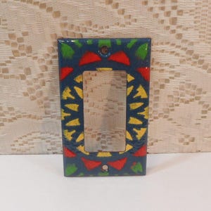 Decorative switchplate Copper, Enameled switchplate, Ground fault Light Switch Cover, blue yellow red green, Rocker switch plate, single GFI