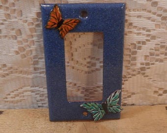 Plaque d'interrupteur décorative papillon en cuivre émaillé