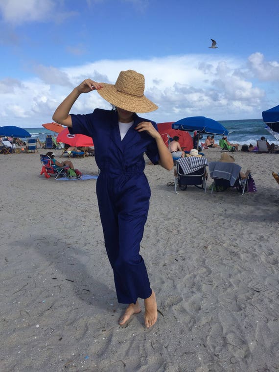 Navy Blue Jumpsuit, Nylon 80's Jumpsuit, Blue Ones