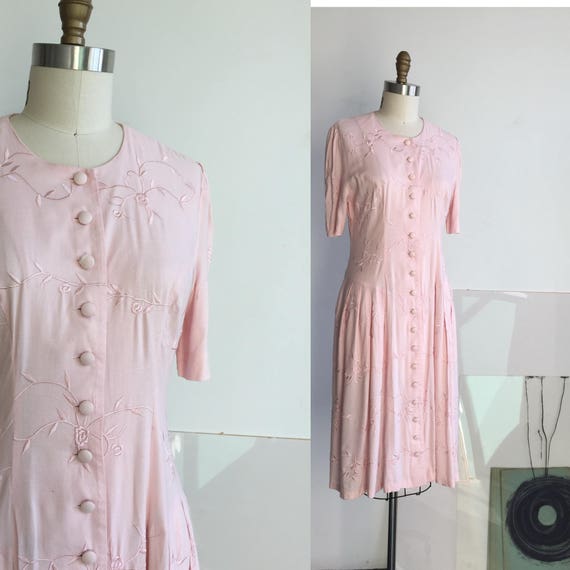 Pink Embroidery Dress, Embroidered Dress, Pink Flo
