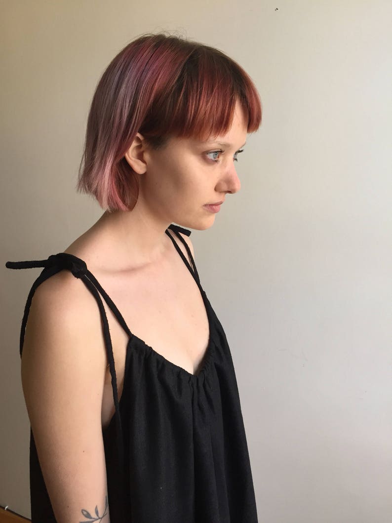 available for custom order Lavai Maria Handmade Black Raw Silk Dress