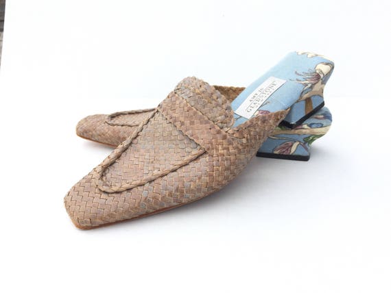 woven leather slip on shoes