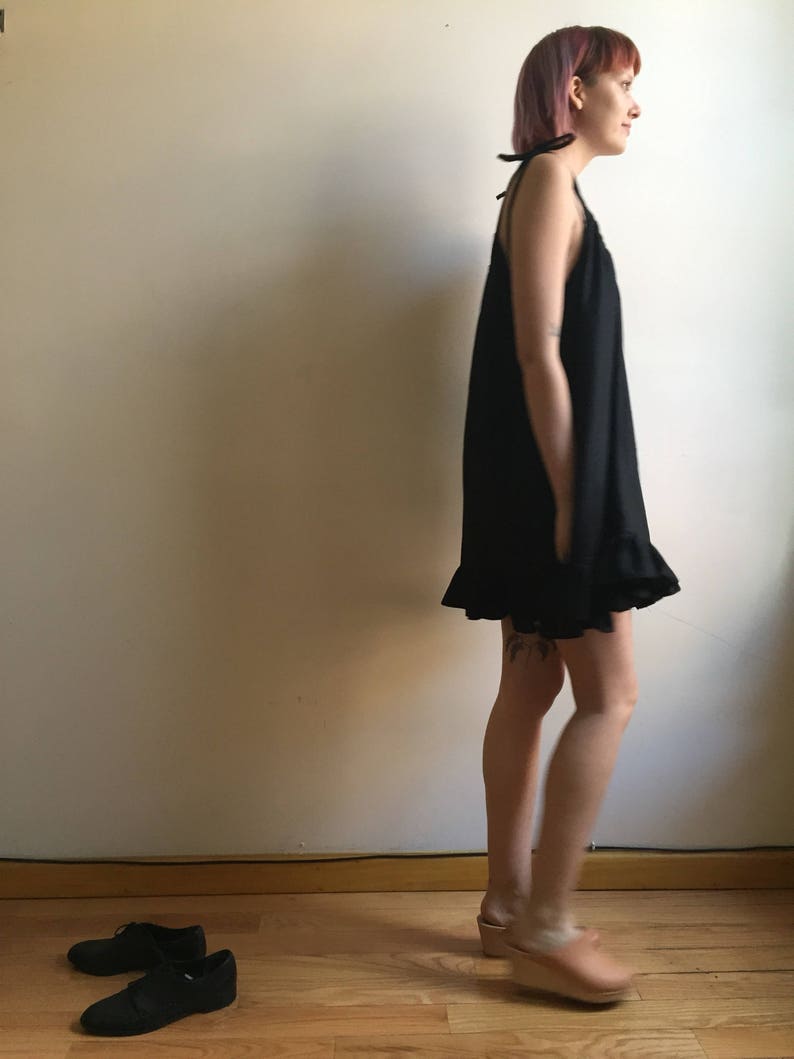 available for custom order Lavai Maria Handmade Black Raw Silk Dress