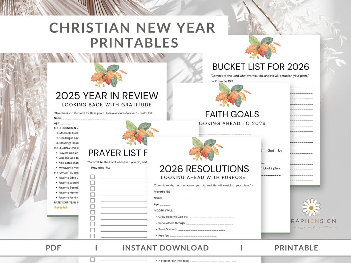 Christian New Year Printables | Faith-based 2025 Year in Review | 2026 ...