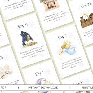 Christmas Symbol Advent Calendar, 25 Scripture Cards Printable, Advent Cards,  Advent Calendar Activities, Daily Scripture digital downloads
