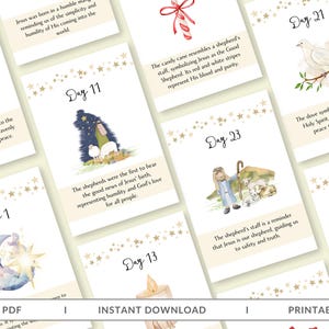 Christmas Symbol Advent Calendar, 25 Scripture Cards Printable, Advent Cards,  Advent Calendar Activities, Daily Scripture digital downloads
