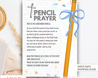 Pencil Prayer Tag, Christian School, Back to School Blessing, Christian School Gift, First Day of School Gift, Backpack Blessing, prayer tag