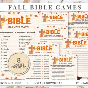 Fall Bible Games | Thanksgiving Games | Bible Games | Christian Games | Fall Sunday School | Fall Bible Activity | Church Games | Printable