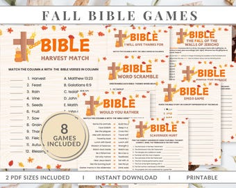 Fall Bible Games | Thanksgiving Games | Bible Games | Christian Games | Fall Sunday School | Fall Bible Activity | Church Games | Printable