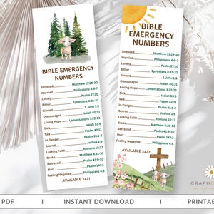 Bibel Notfallschrift Lesezeichen, digital druckbare christliche Lesezeichen, Schrift Referenzkarten für Ermutigung & Glauben, Kirchen Geschenk