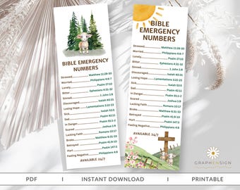 Bible Emergency Scripture Bookmarks: Christian Gift (Digital Printable)