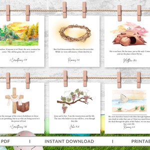 16 tarjetas con versículos bíblicos de Pascua para imprimir, versículos bíblicos cristianos para imprimir, historia de Pascua, descarga digital, idea de Pascua, tarjetas con versículos bíblicos de Pascua