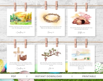 Easter Bible Verse Cards: Christian Scripture Printables (Digital Download)