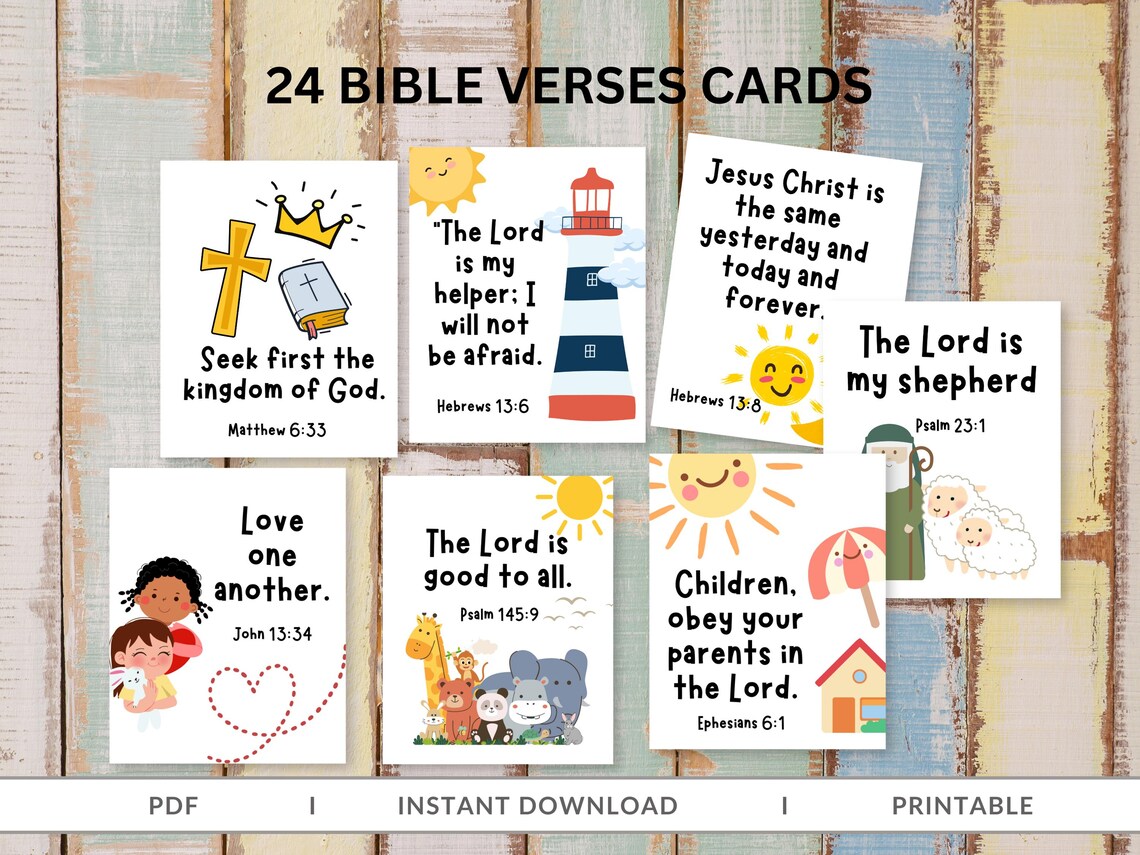 Bible Verse Cards for Kids Printable | Christian Scripture Cards ...