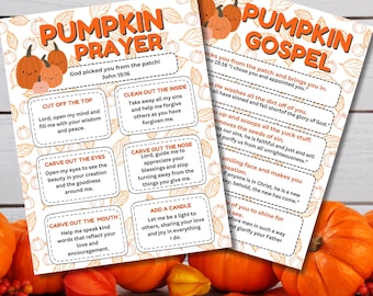Pumpkin Prayer and Gospel Printable | Christian Fall Activity | Bible Study for Kids | Kids Worksheet | Faith-Based Pumpkin Gospel Teaching