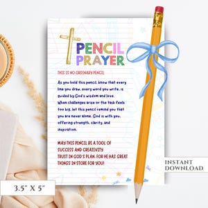 Étiquette de prière au crayon, école chrétienne, bénédiction de la rentrée scolaire, cadeau d'école chrétienne, cadeau de rentrée des classes, bénédiction de sac à dos, étiquette de prière