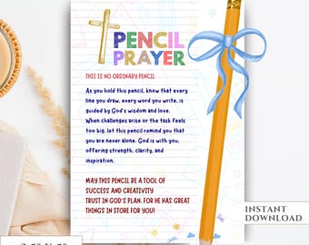 Pencil Prayer Tag, Christian School, Back to School Blessing, Christian School Gift, First Day of School Gift, Backpack Blessing, prayer tag