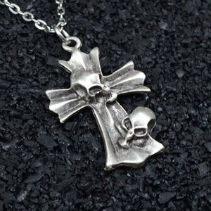 Skull Cross Men Women Silver Necklace Personalizable Different Chain Types Skull Cross Unisex Pendant Fathers Day Gift Box Handmade