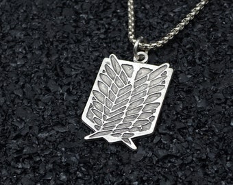 Attack On Titan Necklace: Wings of Liberty Silver Pendant, Anime Gift