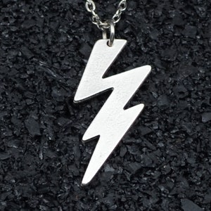 Silver Lightning Bolt Necklace: Unisex Flash Pendant