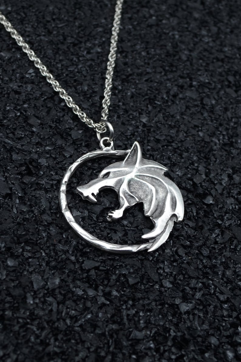 Witcher Rolo Chain Witcher Silver Necklace, Geralt Rivia Pendant, Unisex Fantasy Jewelry ...