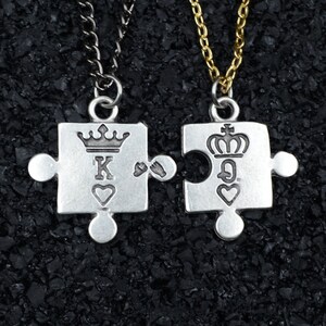 Puzzle Queen King Caro uomo donna set di collane in argento personalizzabile diversi tipi di catene unisex coppie ciondolo confezione regalo felice festa del papà