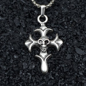 Skull Cross Men Women Silver Necklace Personalizable Different Chain Types Skull Cross Unisex Pendant Fathers Day Gift Box Handmade