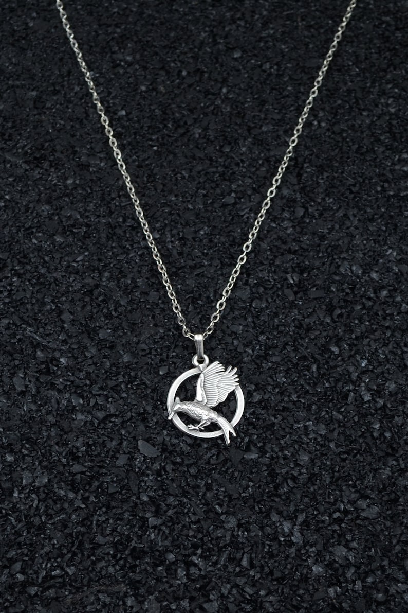 Mockingjay Pin Necklace: Antique Silver Hunger Games Pendant - Etsy