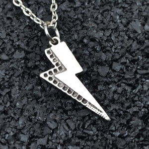 Silver Lightning Bolt Necklace: Unisex Flash Pendant, Personalized Chain