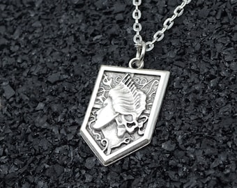 Attack On Titan Necklace, Silver Plated Sina Pendant, Anime Gift