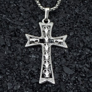 Skull Cross Men Women Silver Necklace Personalizable Different Chain Types Skull Cross Unisex Pendant Fathers Day Gift Box Handmade