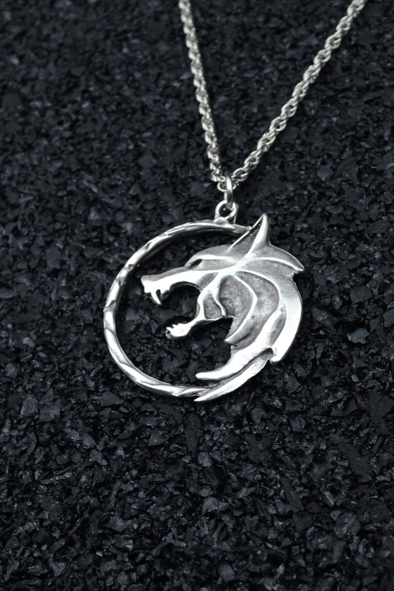 Witcher Rolo Chain Witcher Silver Necklace, Geralt Rivia Pendant, Unisex Fantasy Jewelry ...