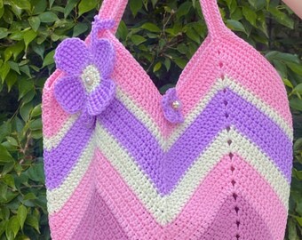 HANDMADE Crochet Shoulder Bags / Crochet Totes Bag / Colorful Crochet Beach Bag / Crochet Flowers Handbag