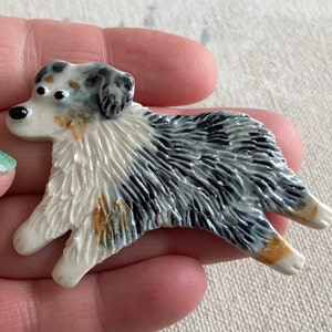 Handmade Porcelain Ceramic Art by Mary D Tiles Porcelain Tile or Brooch Australian Shepherd image 2