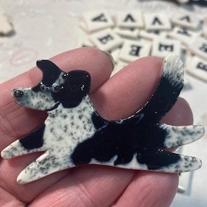 CUSTOM Dog (I make YOUR dog- pictured are examples of past orders) Handmade Porcelain Ceramic Tile, Magnet, Pin or Ornament Send Pictures