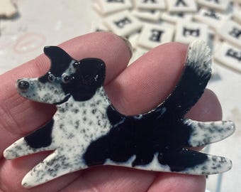 CUSTOM Dog (I make YOUR dog- pictured are examples of past orders) Handmade Porcelain Ceramic Tile, Magnet, Pin or Ornament Send Pictures